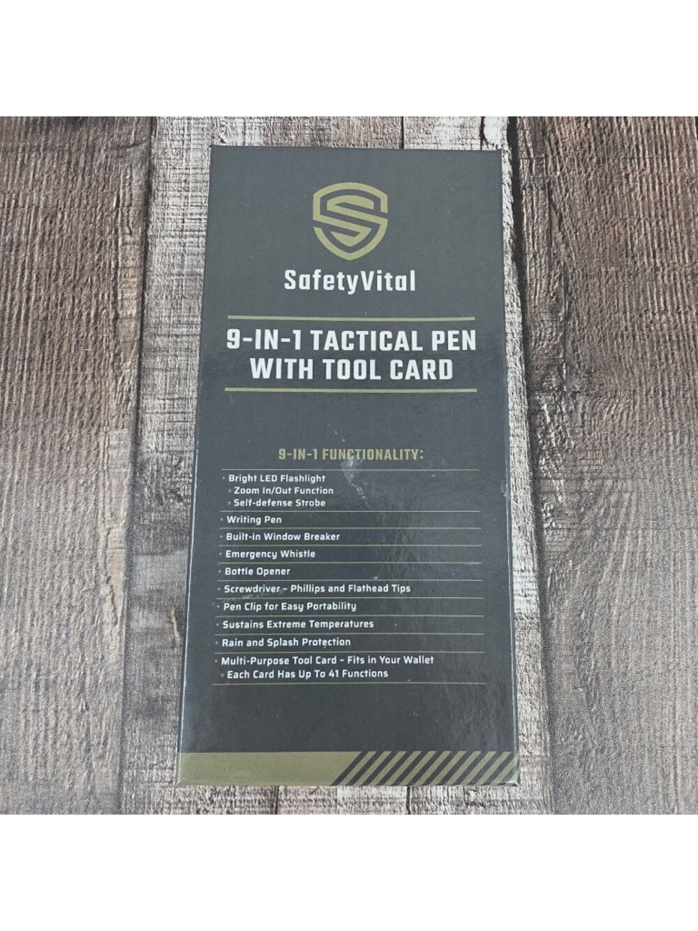 SafetyVital 9 in 1 Tactical Pen Tool Card Flashlight Window Breaker Pen Whistle